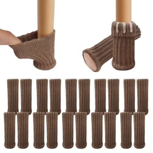 [Set of 20] Carefully Selected Chair Leg Covers, Chair Socks, with Silicone Interior, Double-Layer Knit, Non-Slip, Felt Leg Caps, Anti-Slip, Noise and