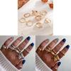 Geometric Metal Ring Set For Women With Electroplated Finish For Fashionable Summer Wear