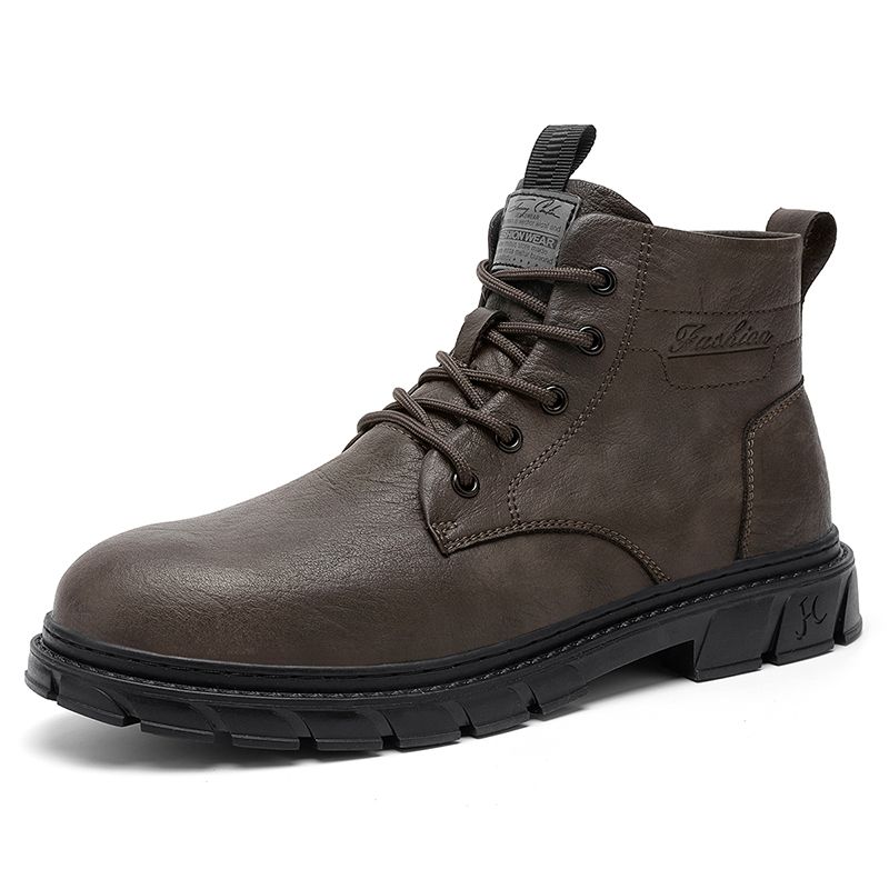 2026 Spring New Arrival Youth Men s British Inspired High Top Thick Sole Anti Skid Trendy Work Style Short Boots 39