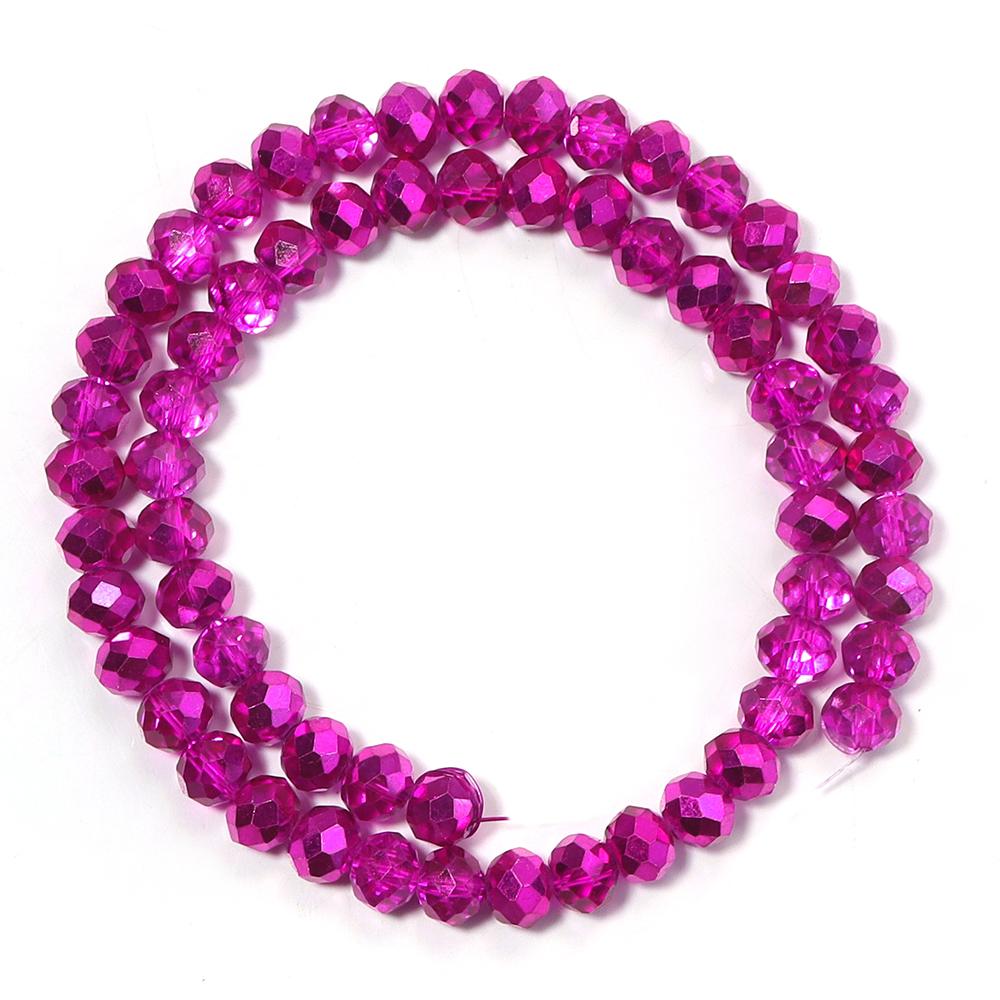 1 Strand 4/6/8mm Hot Pink Faceted Crystal Beads Glass Loose Spacer Beads For Jewelry Making DIY Bracelets Necklace Accessories