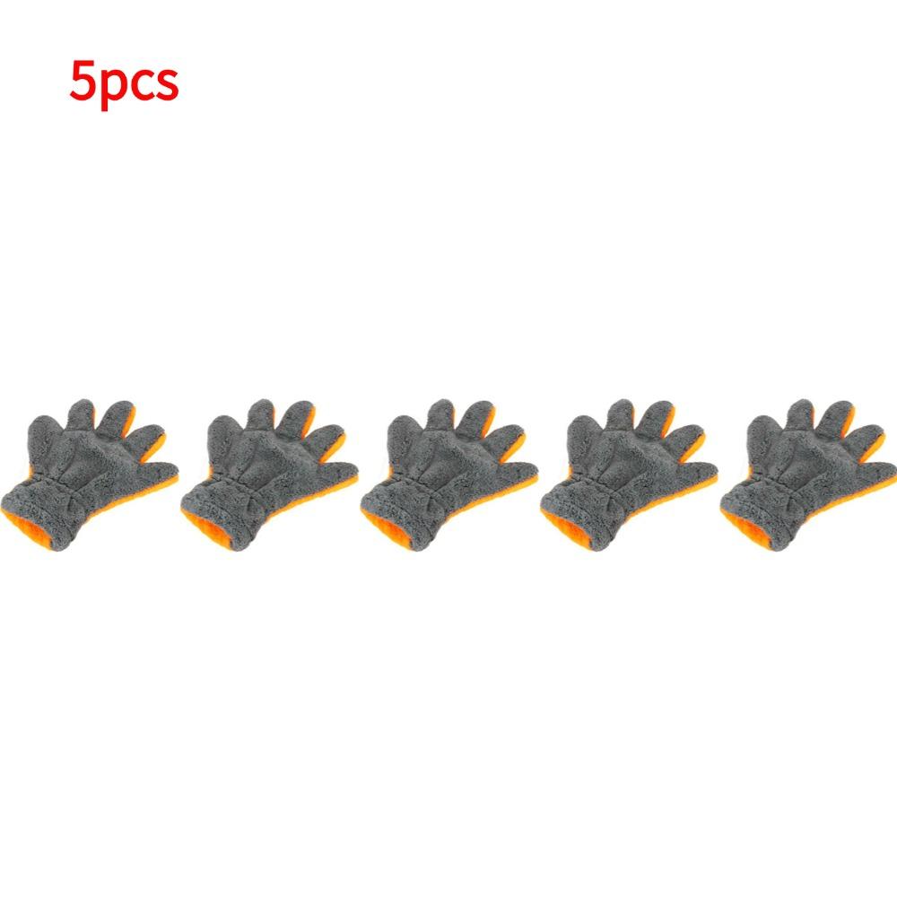 Double-Sided Coral Fleece Car Cleaning Gloves Scratch-Free Wash Five-Finger Design for Car Glass Wheels Cleaning Towel Gloves