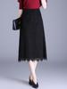 2026 Spring/Summer Black Lace Korean Style Slim Midi A-line Skirt