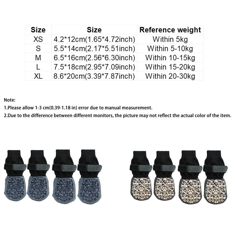 4 pieces/set Paw Pattern Anti-Slip Dog Socks Wear Resistant Anti-licking Dog Shoes Socks Adjustable Warm Pet Knitted Socks