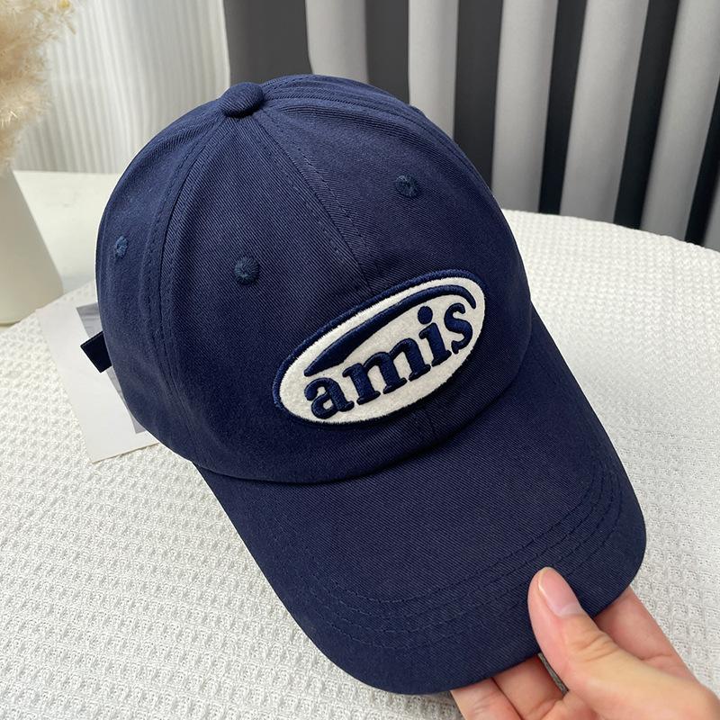Peaked Hat Red Baseball Cap Amis Letter Pattern Soft Top Adjustable Breathable