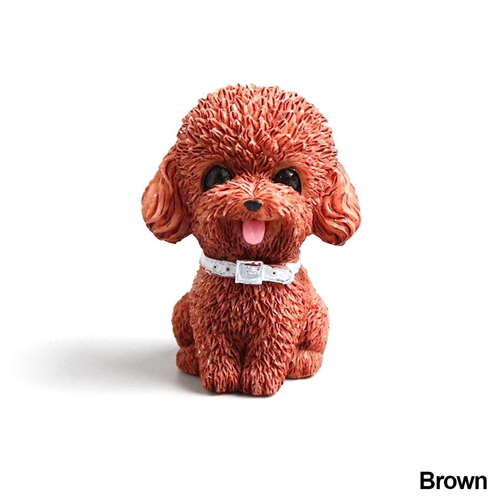 Resin Teddy Dog Figurine Animal Model Home Decor Miniature Garden Decoration Ornament Mini Dolls Children Desktop Model