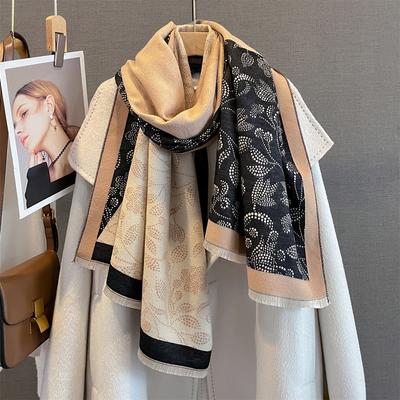 Kadınlar İçin Lüks Sıcak Eşarp 63*185cm Püsküllü Şal Taklit Kaşmir Kaju Paşmina Şallar Sonbahar/Kış Soğuğa Dayanıklı Battaniye