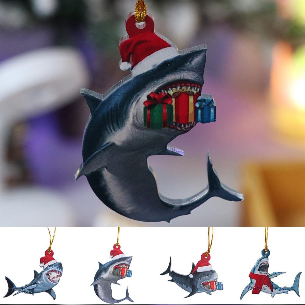 Hangings Christmas Shark Pendant Acrylic Christmas Tree Decoration  New Year