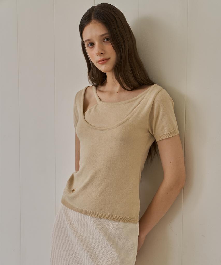 Peullobeu Unbal Neck Knit_Be