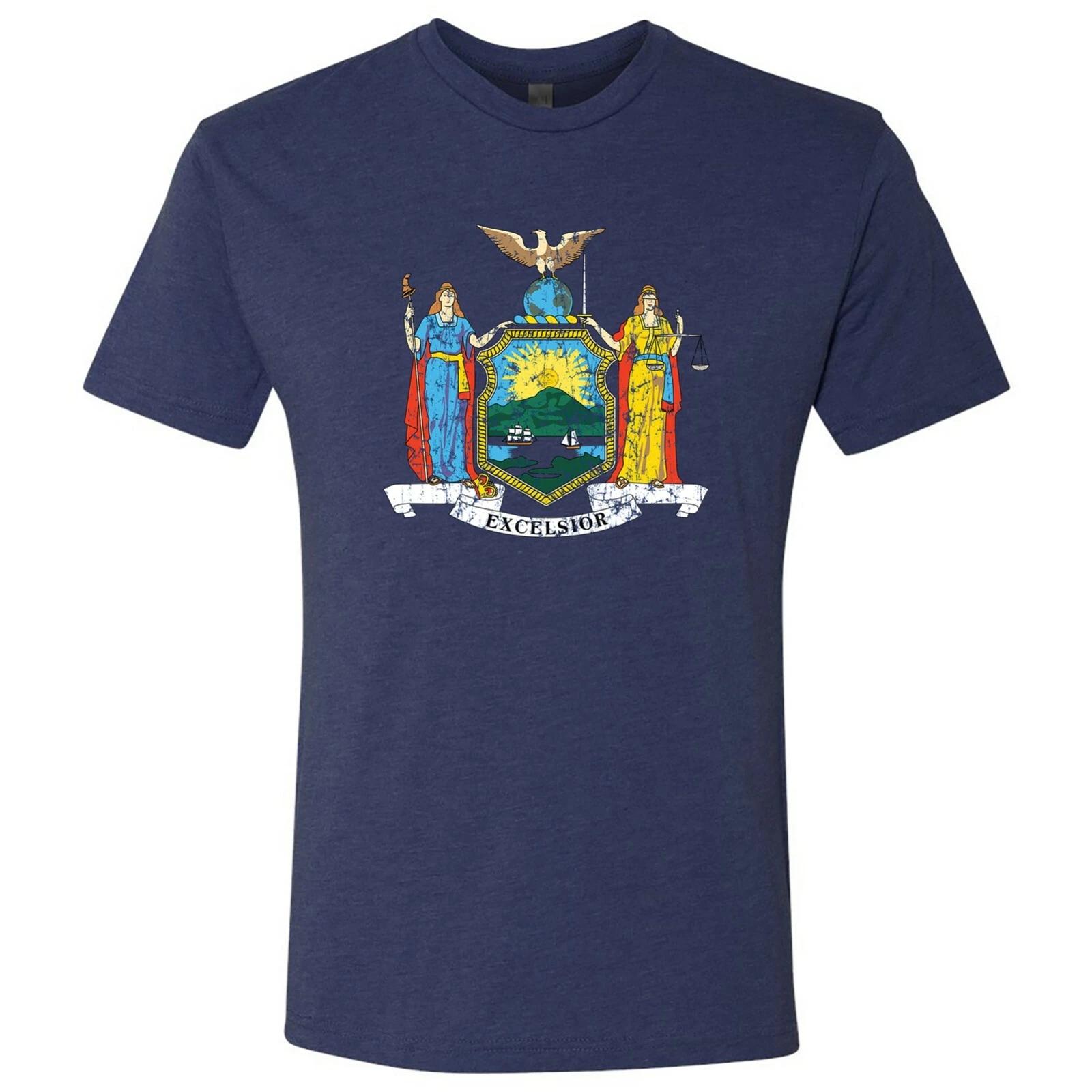 New York Flag State Pride Hometown Triblend Mens T-Shirt - Vintage Navy S