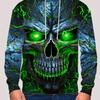 Men's 3D Evil Skull Print Hoodie - Casual Graphic Design Pullover Sweatshirt with Kangaroo Pocket for Winter and Fall Streetwear - Cool Gift Idea