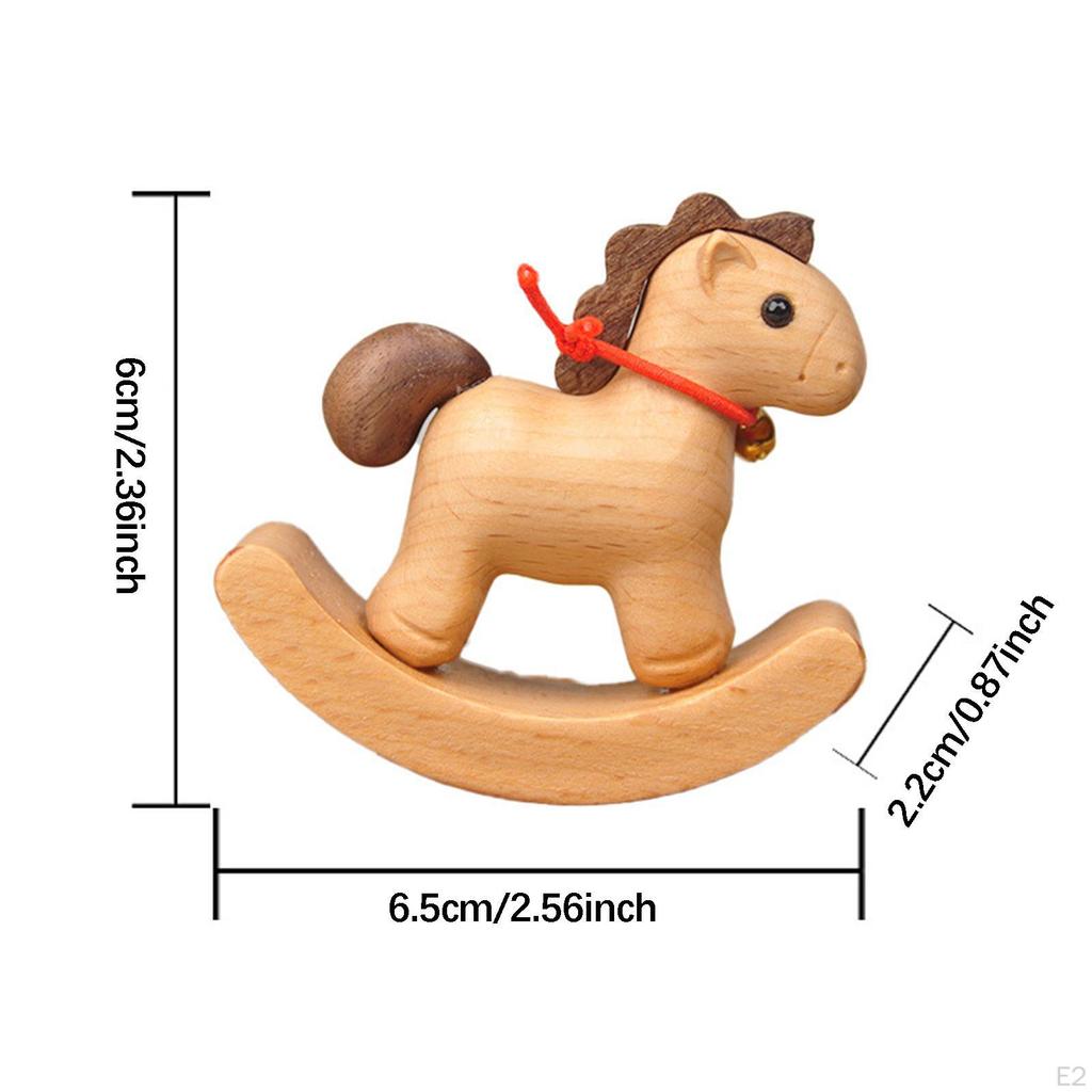 Wooden Rocking Horse Statue Collectible Multifunctional Portable Art Crafting Desktop Ornament