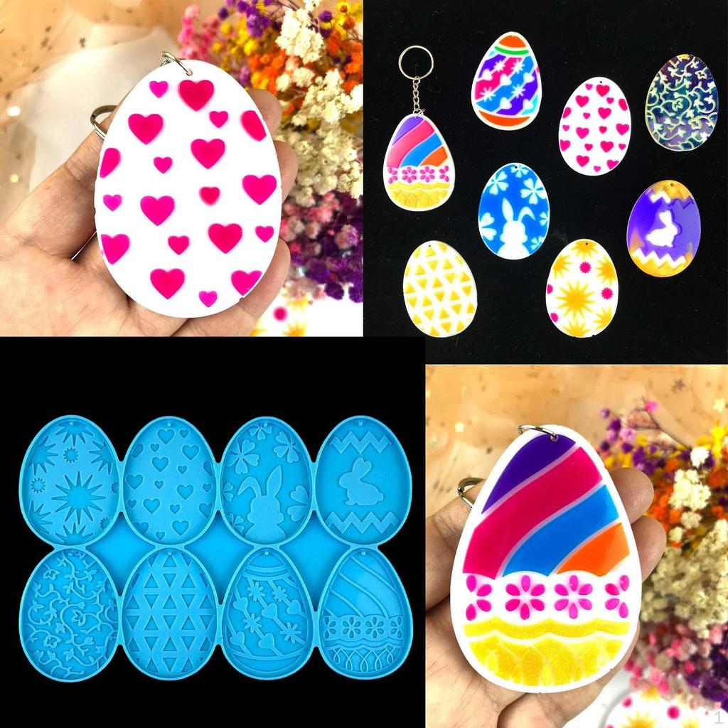 Easter Egg Shape Silicone Key Pendant Model Resin Casting DIY Crafts Handcraft