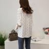 Polka Dot Long Sleeve White Blouse - Women's Korean Style Loose Fit, Slimming Top for Spring & Autumn 2025