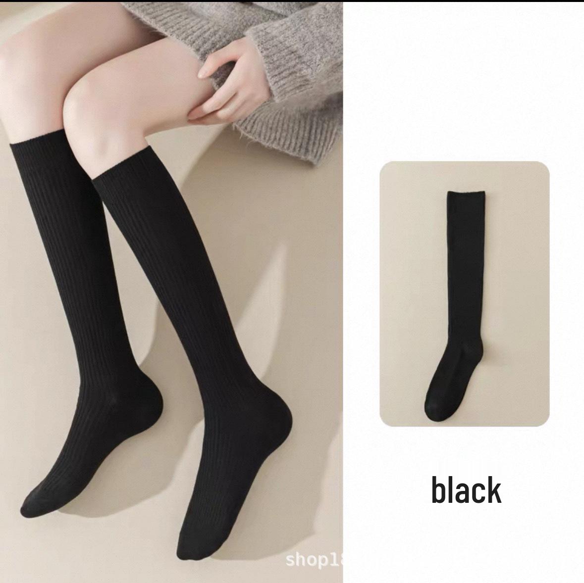 

Женские высокие эластичные хлопковые гольфы - Осень/Зима Двойная игла Японский стиль, Утягивающие Длина до середины голени One Size