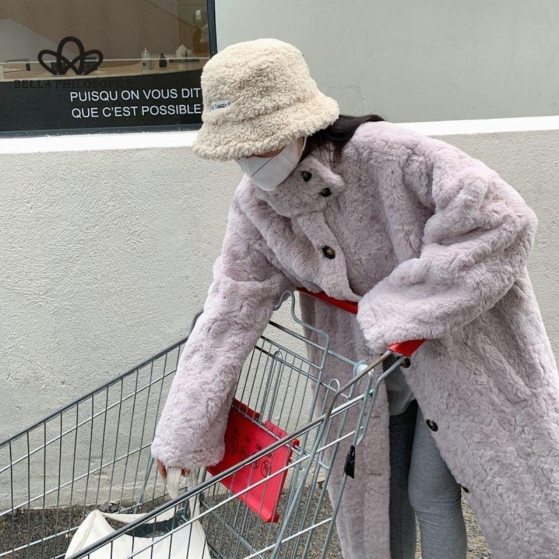 Winter Faux Fur New Fur Long Knee Coat Women Lamb Furry Coat High Quality Women's Casual Style Long Coat