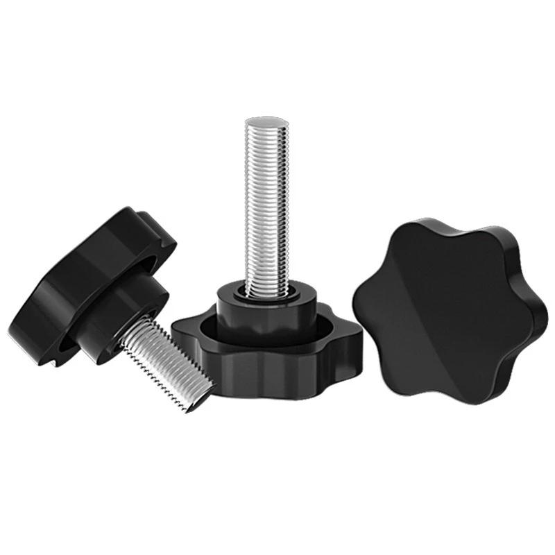 5Pcsset Carbon Steel Handle Machine Screw Bolts Star Shape Hand Knob Screws Bolt Head Thread Clamping Thumb