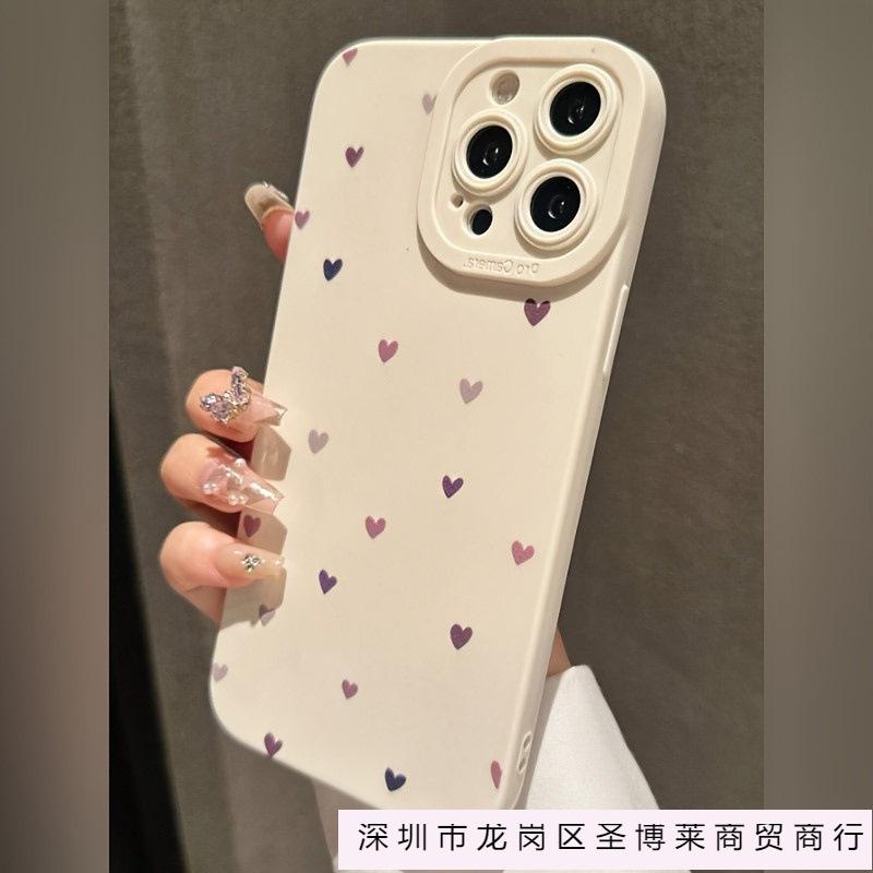 Pink Purple Love Personality Apple 15 Mobile Phone Case Iphone14promax Silicone 13/12/11 All-inclusive Anti-drop Xr