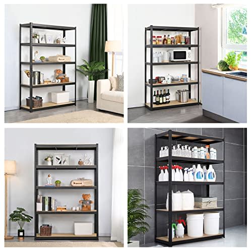 Yaheetech Steel Kitchen Rack, 5-Tier, 120cm Wide, 45cm Deep, 180cm High, Includes Gloves, Adjustable Height, Freely Combinable Storage Shelving, Stain