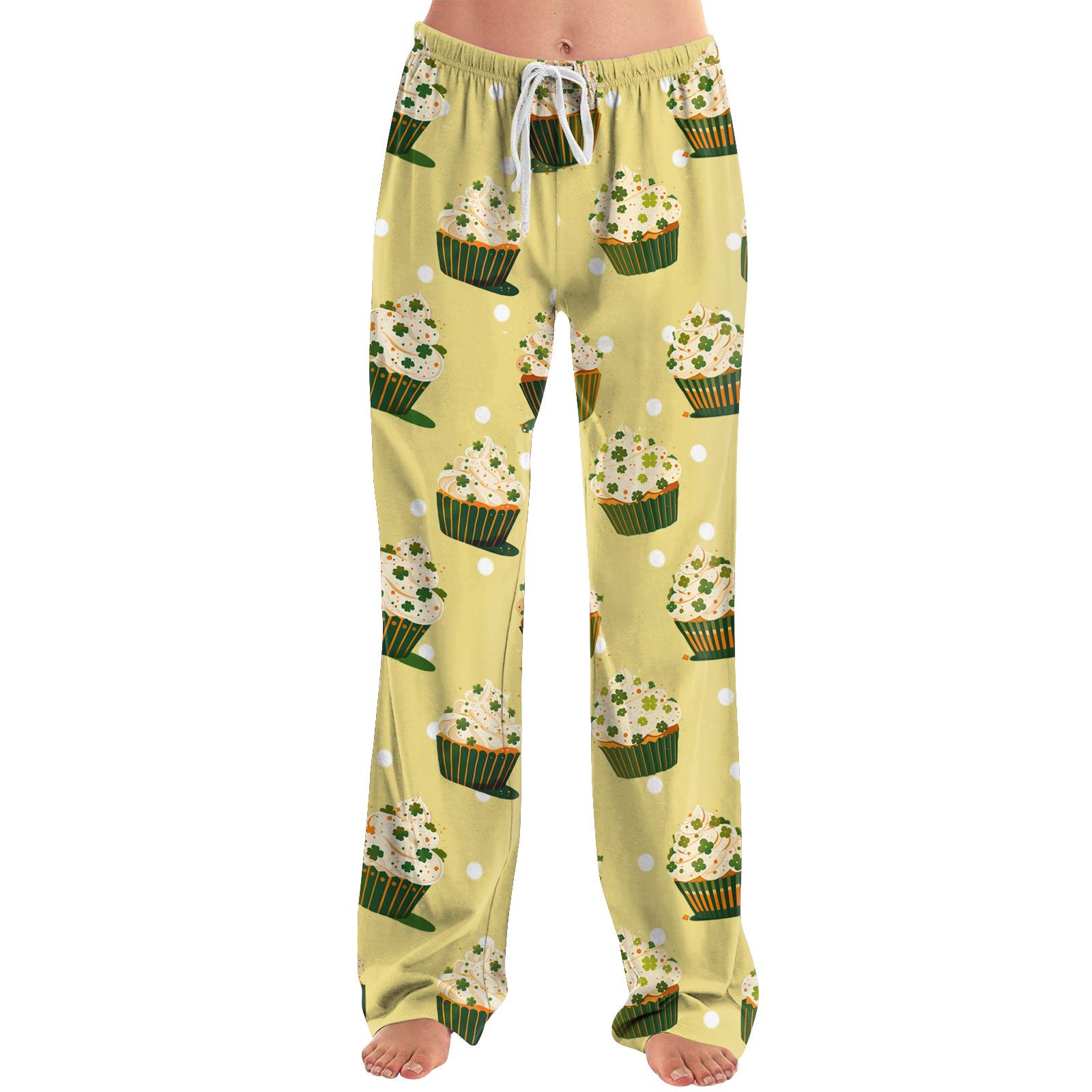 

Womens Pajama Pants Sleepwear Casual Drawstring Elastic Waist Pants Comfy Straight Yoga Loose Trousers M жовтий