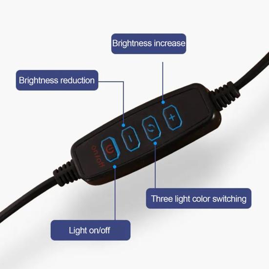 Lumină de lectură Yousheng Protecția ochilor Economisire de energie, alimentată prin USB, lampă de birou cu LED, lumină de umplere pentru selfie pentru tăblie de pat