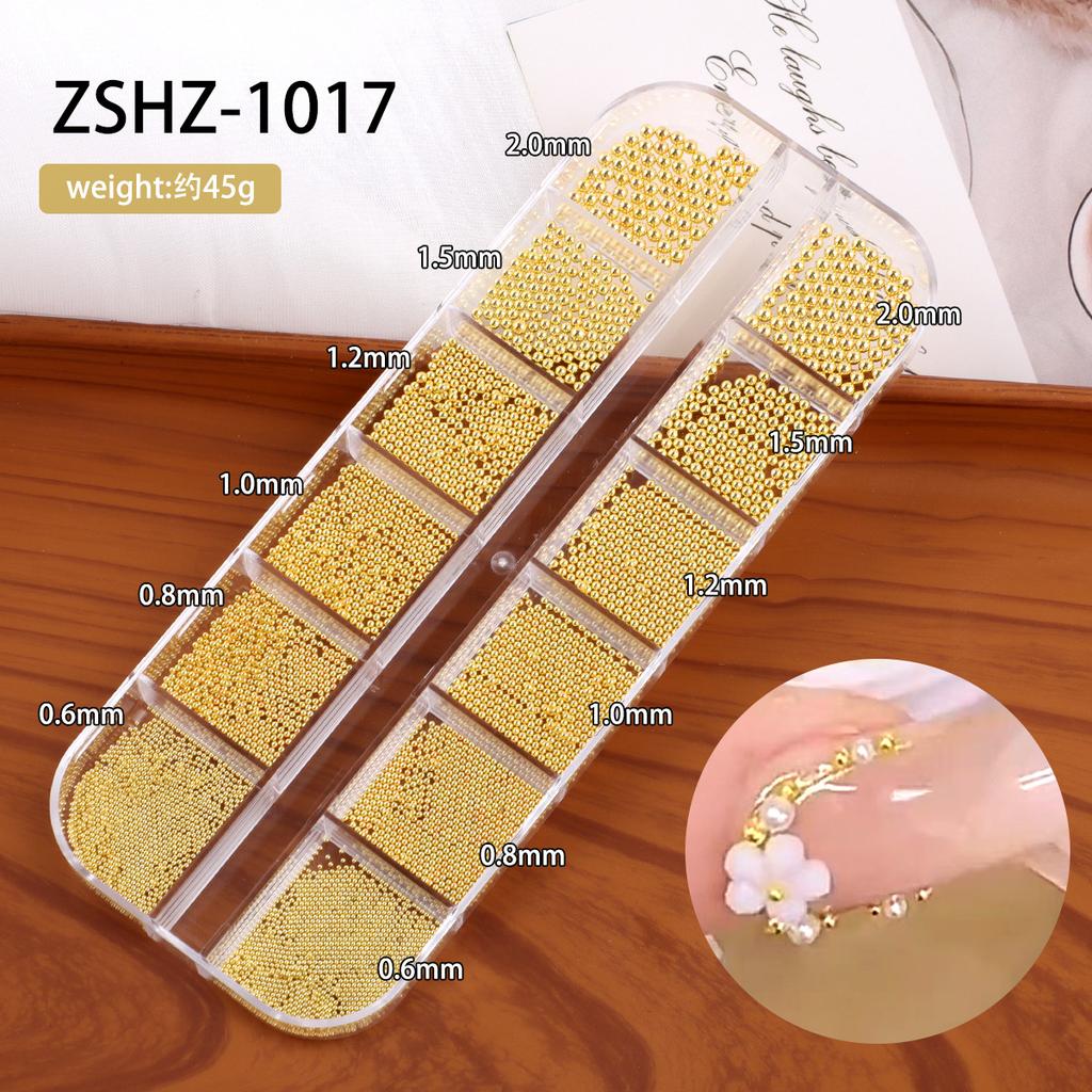Nail Art Mini Small Steel Ball 12 Grid Does Not Fade Size Metal Round Beads Mixed Nail Jewelry Set