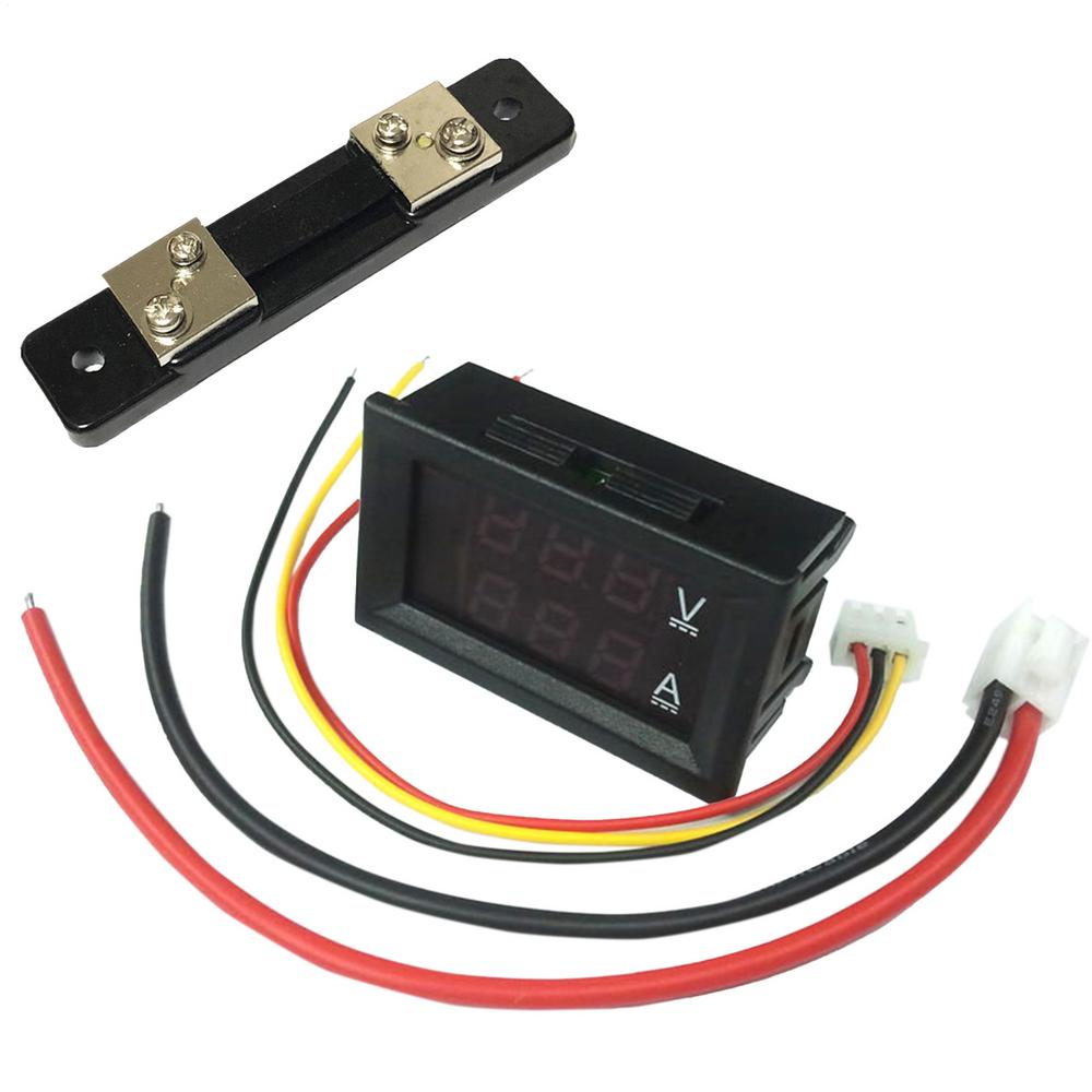 High Quality DC 100V 10A 100A Voltmeter Ammeter Blue + Red LED Amp Meter Ampere Voltage Double Digital Display Voltmeter