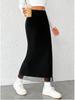 Spring Summer European American High-Waist Mesh Slit Skirt for Women