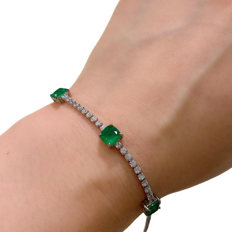 Jewelry Colored Treasure Simulation Emerald Pigeon Red Corundum Blue Spinel Bracelet Girls Gift
