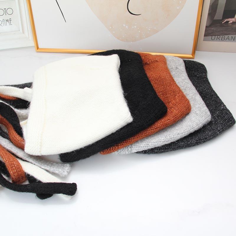 Cute cat ears lace-up knitted wool hat women's autumn and winter outdoor warmth versatile and thin bag head ear protection hat