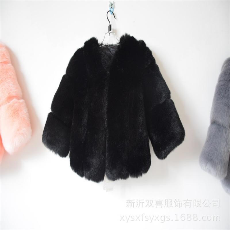 New imitation fox hair splicing coat women's autumn and winter casual warm imitation coat