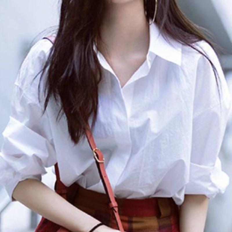 

YYFS женские модные повседневные весенне-осенние однотонные рубашки-поло с длинным рукавом с принтом и воротником, блузки и рубашки XL