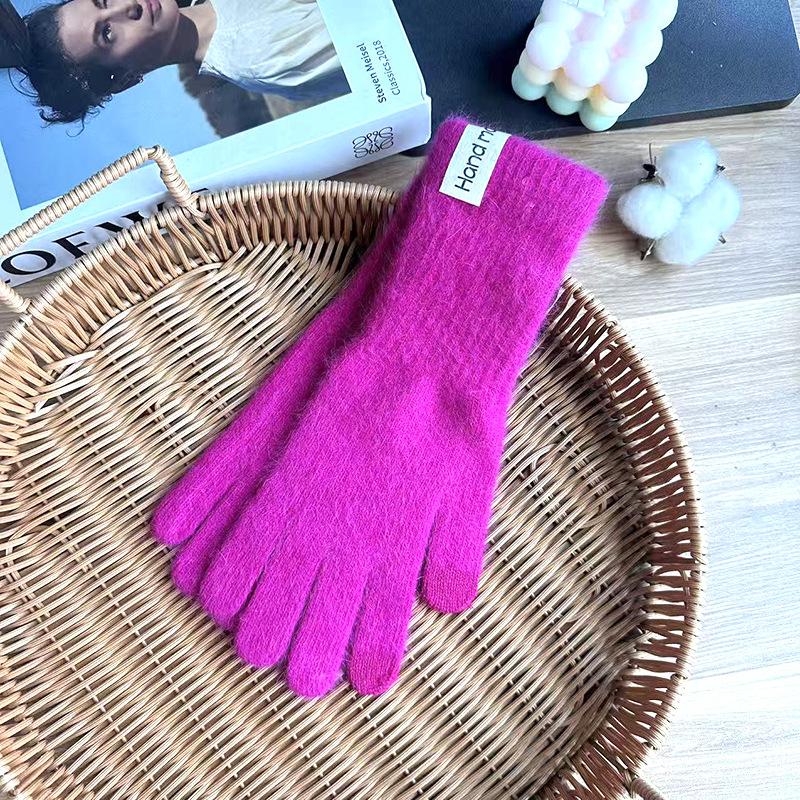 Wind Rabbit Plush Cute Warm Knitted Wool Gloves Long Girl Pink Thickened Soft Cold-proof