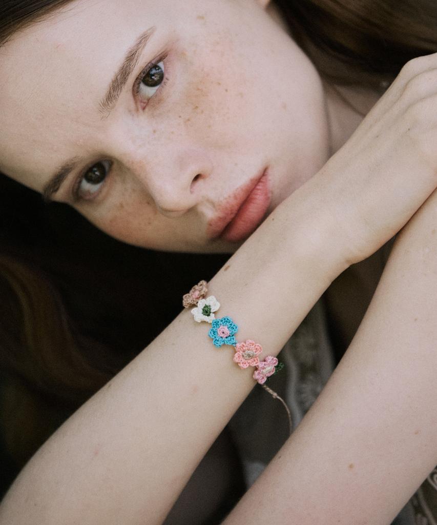 Merrymotive Vintage Flower Garden Crochet Bracelet