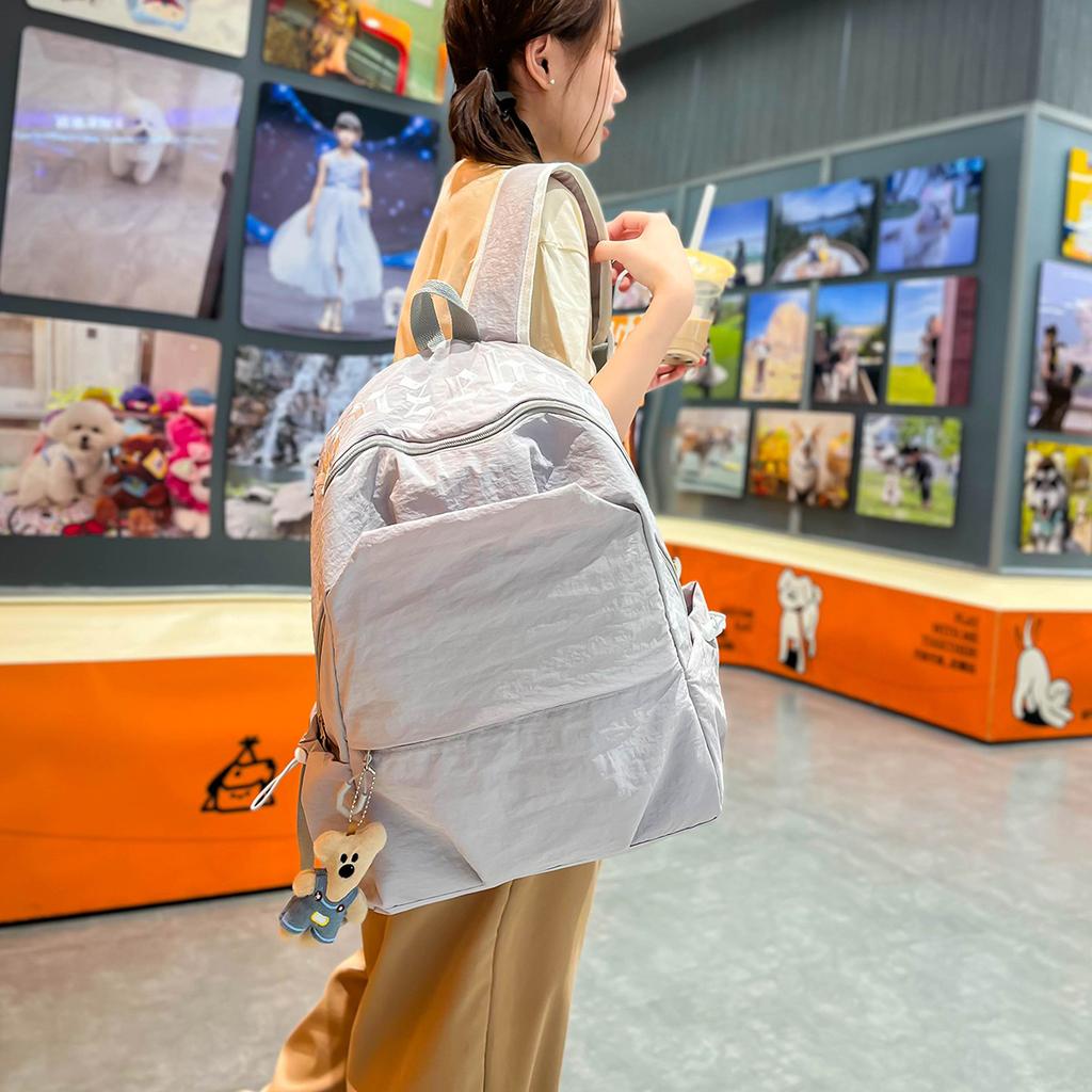 Waterproof nylon Korean version backpack large-capacity college student schoolbag men's pleated leisure travel computer backpack