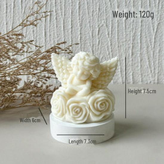 Angel Aromatherapy Candle - Smokeless Soy Wax with Little Angel Ornaments for Birthday or Full Moon Souvenir Atmosphere