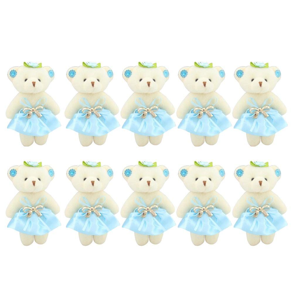 10pcs/set Plush Animal Mini Bear Flower Bouquet Cartoon Bear Plush Toys  Valentine's Day