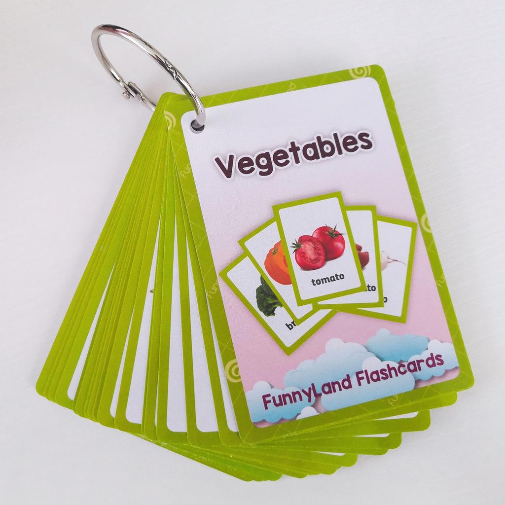 Vegetable Cards for Toddlers, 20 English Vocabulary Cards, Early Learning Educational Toys for Babies and Preschoolers, with -and- and Scan Support