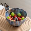 Fruit Bewaar Kom Keramisch Bessen Wassen met Afvoergaatjes, Multifunctioneel Keuken Zeef Vergiet Kom, Spiraal Ontwerp Groente Spoelen voor