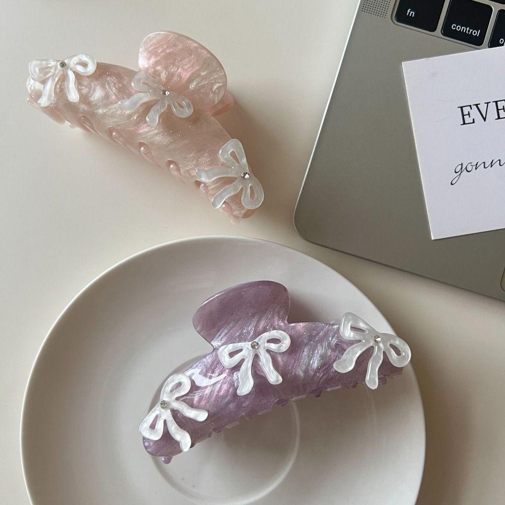Barrette Bowknot Hair Clip Ballet Zircon Hairpin Personalized Acetic Acid Shark Clip  Streetwear