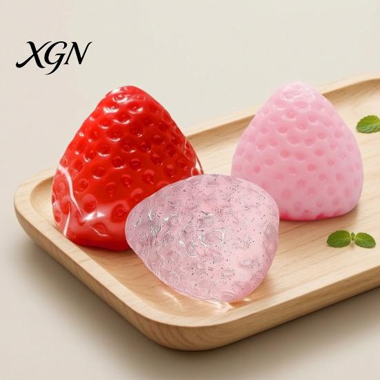 Soft Elastic Stress Reliever Strawberry Squeeze Toy, Relief Ball for Adults TPR Fruit Toy Fidget Portable Focus Enhancer Party Favors Christmas