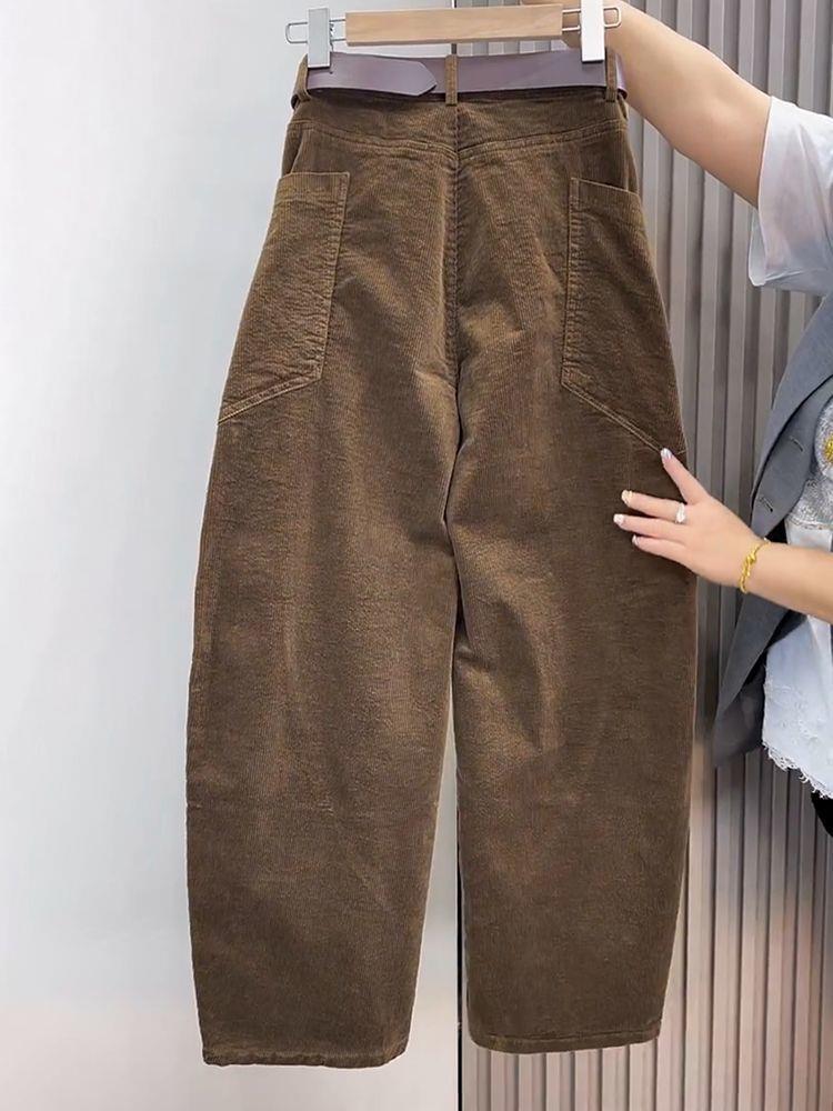 Winter 2025 Women's High Waist Retro Corduroy Slimming Wide Leg Floor-Length Pants