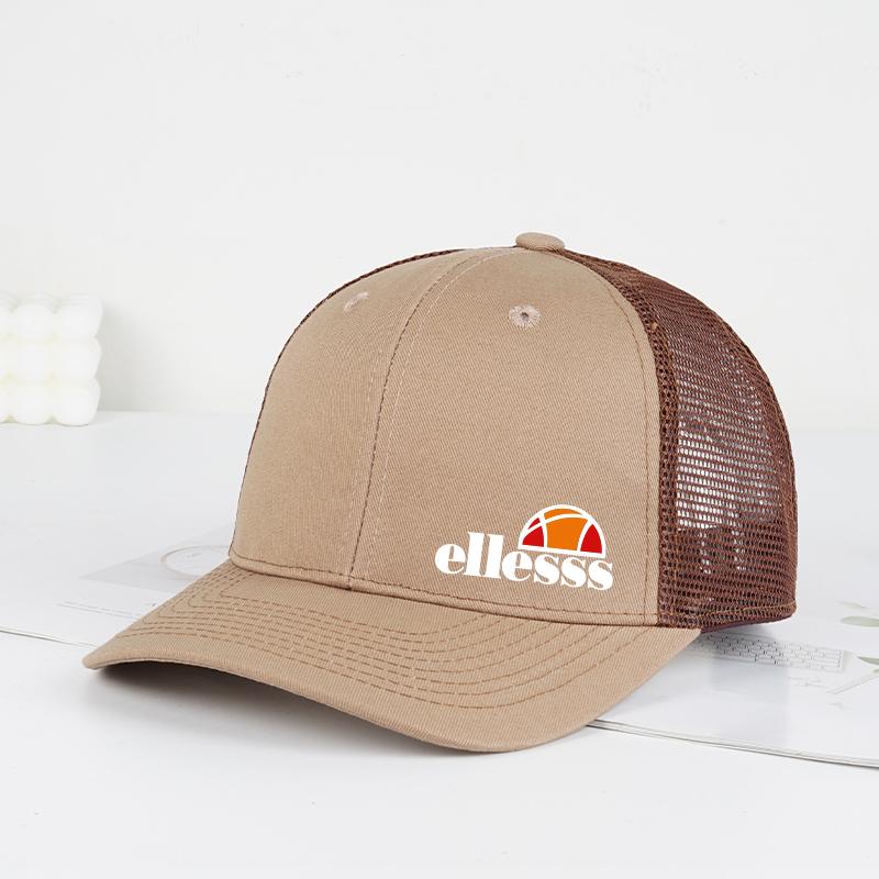 Breathable Mesh Trucker Hat with Ellessss Print, Adjustable Snapback Baseball Cap, Sun Protection for Hiking & Outdoor Sports