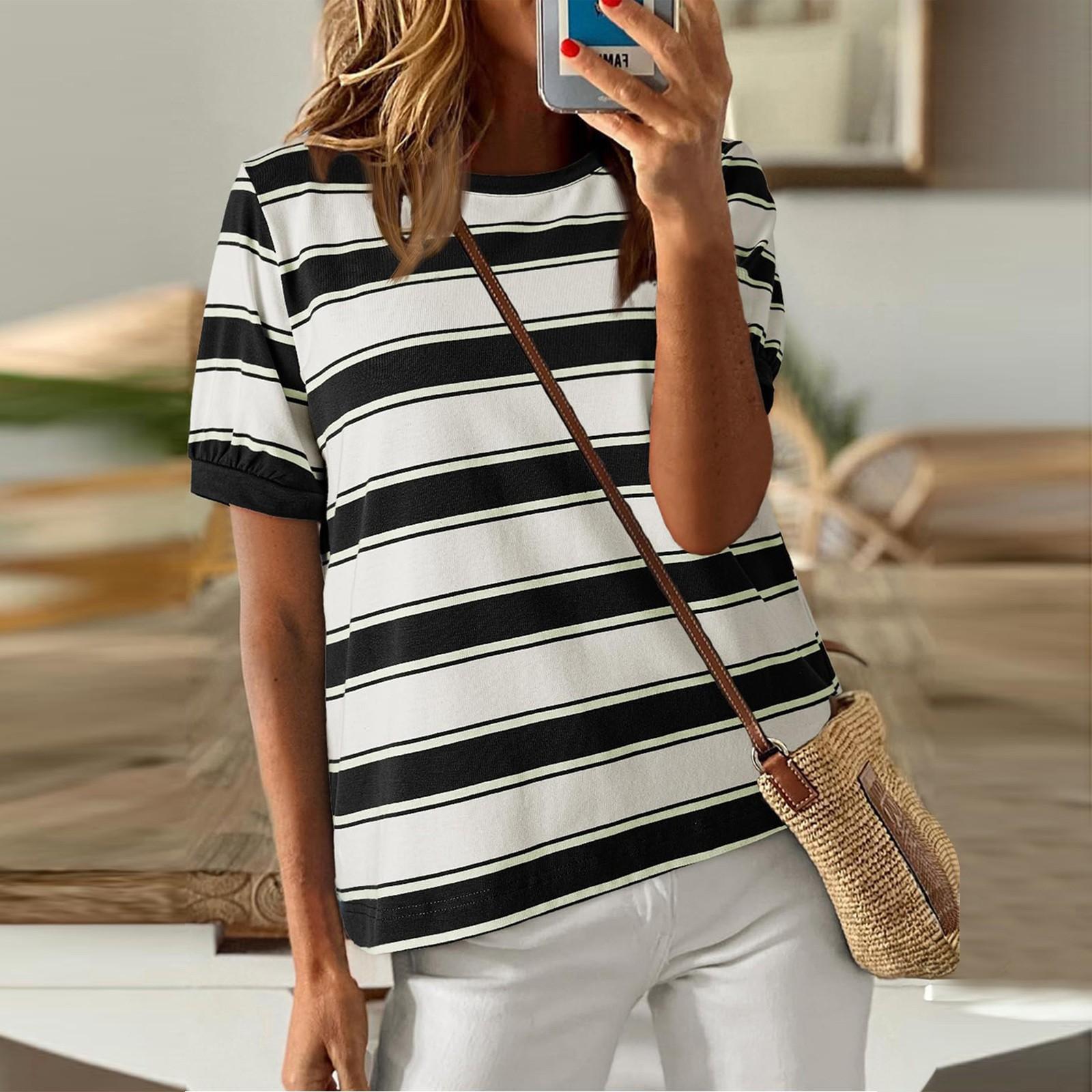 

Женская повседневная короткая майка с короткими рукавами L чёрный