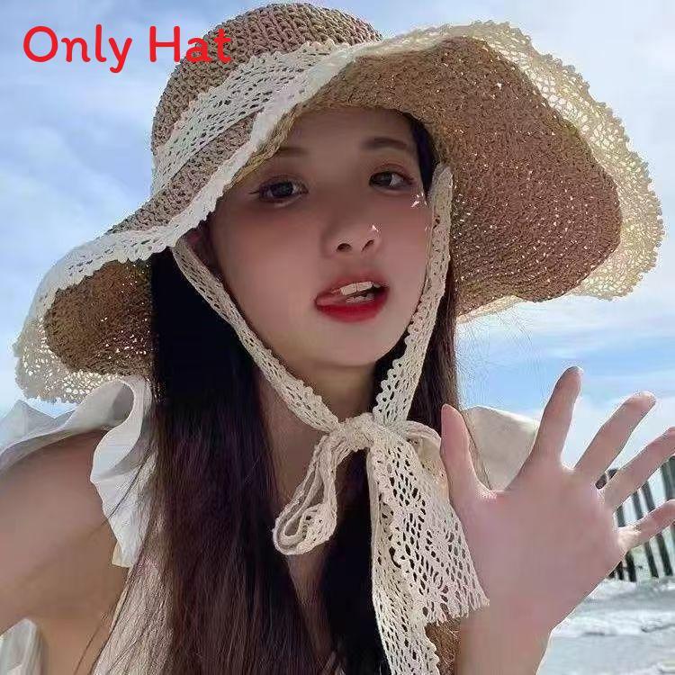 Sun Protection Sunhat For Women Foldable Korean Style Breathable Wide Brim Summer Hat