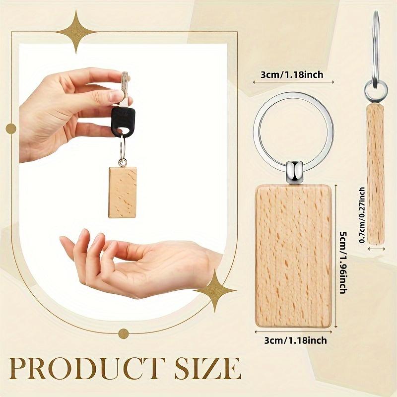 5/10 Stück Unfertige Holz Schlüsselanhänger Rohlinge, DIY Laser Gravur Rechteckige Anhänger für Bastelarbeiten, Geschenke & Heimdekoration
