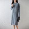 Women Sweater Dress 100% Wool MODERN NEW SAGA Turn-down Collar Knit Long Pullover Winter Jumpers Wool Long Dress Female