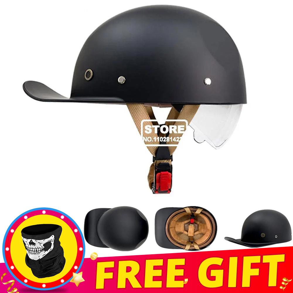 

Ретро Мотоциклетный Шлем Сертификация DOT Защитная Кепка Винтажный Мужской Женский Бейсболка Половина Шлема Езда Гонки Мото Шлемы XXL