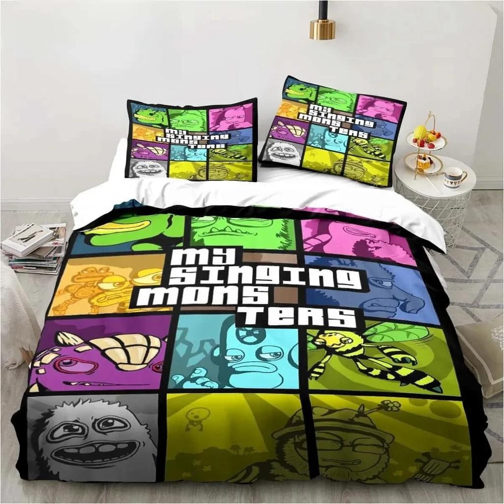 3D Print My Game Singing Monsters Printed Bed Set Duvet Cover Pillowcase Bedding Set Bed Linen Sheet Quilt Cover Queen King Size