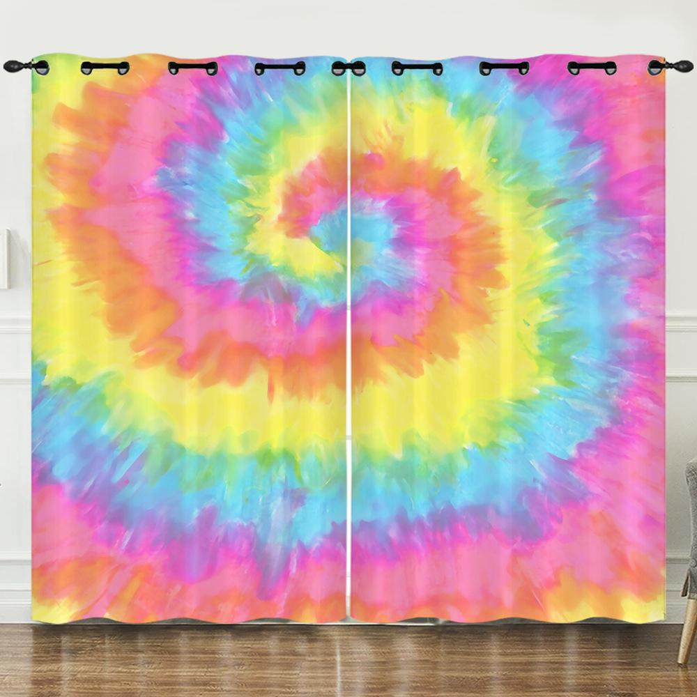 

3D Живопись маслом Искусство Размытие цвета Цифровая печать Шторы Блэкаут Люверсы 97cm*114cm*2