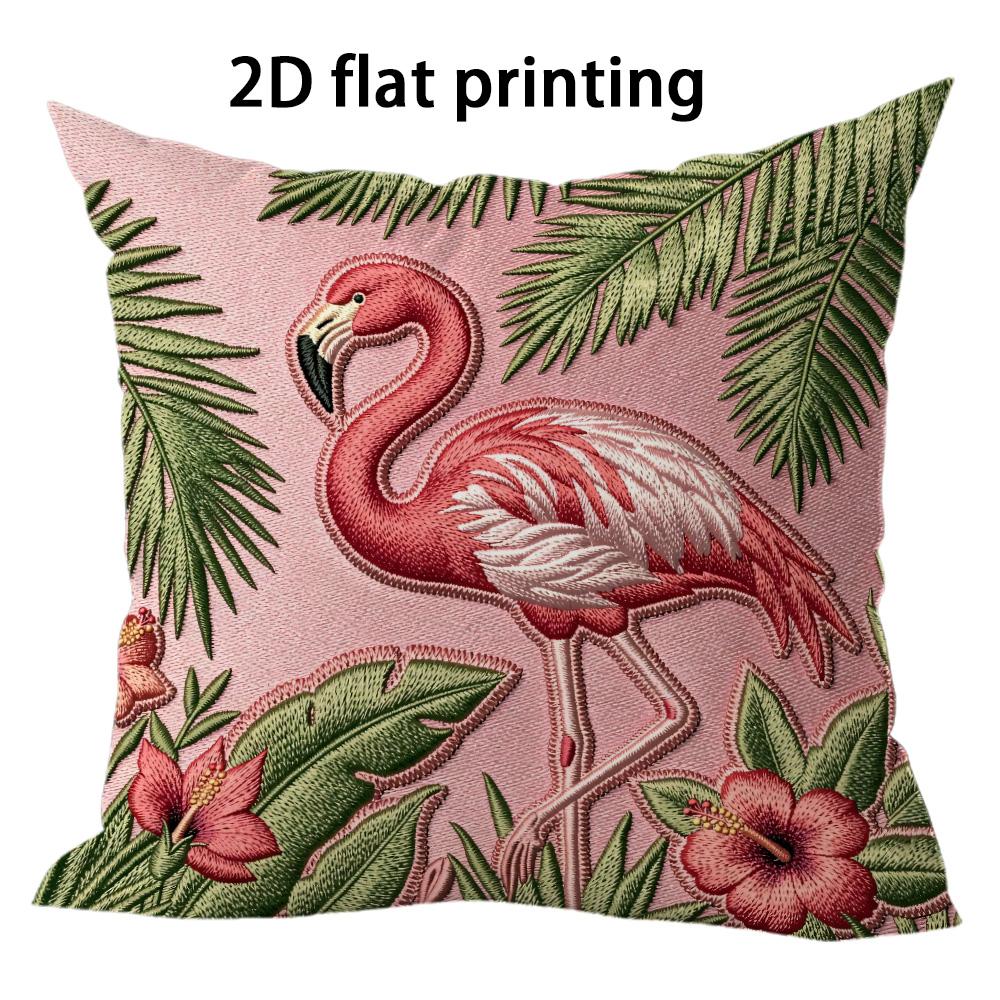 Pink tropical flamingo theme Doublesided Printed pillow cover Short plush Suitable living rooms bedrooms throw cushion cover